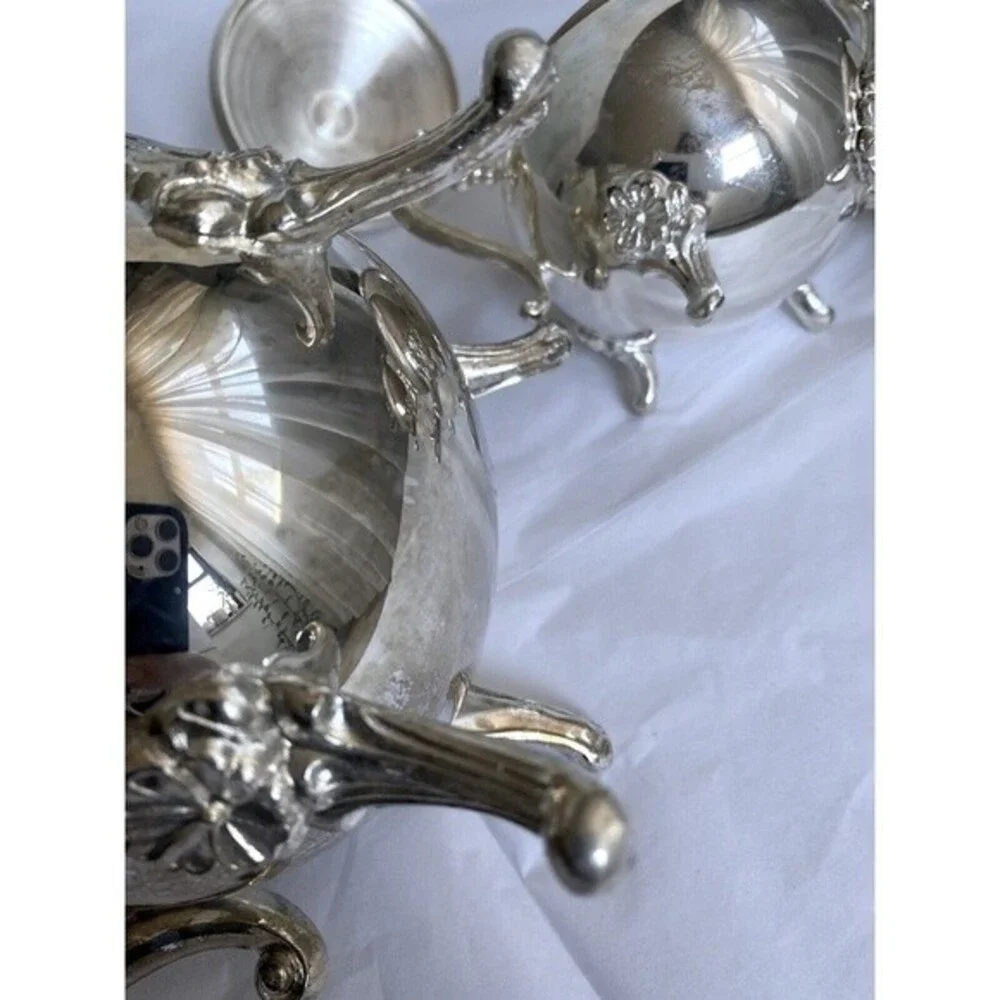 Vintage Leonard Co Silver-plated 3 Piece Coffee/Tea Pot Sugar Creamer Set